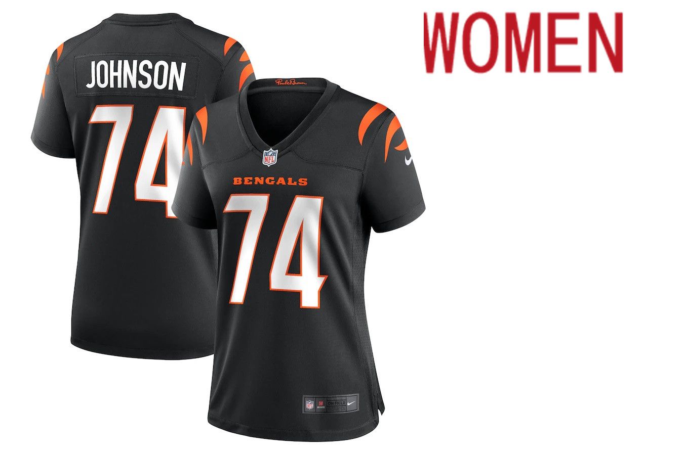 Women Cincinnati Bengals #74 Fred Johnson Nike Black Game NFL Jersey